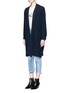 Front View - Click To Enlarge - MO&CO. EDITION 10 - Front strap frayed edge cardigan