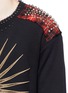 Detail View - Click To Enlarge - GUCCI - Cat appliqué stud tartan plaid yoke sweatshirt