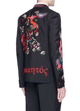 Back View - Click To Enlarge - GUCCI - Dragon embroidered wool-mohair blazer