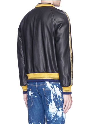 Back View - Click To Enlarge - GUCCI - Donald Duck embroidered calfskin leather varsity jacket