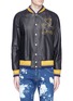 Main View - Click To Enlarge - GUCCI - Donald Duck embroidered calfskin leather varsity jacket