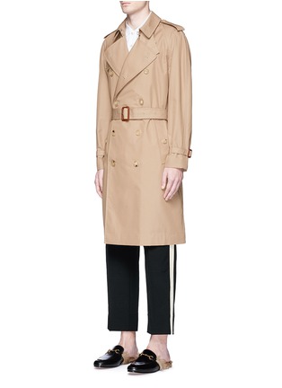 Front View - Click To Enlarge - GUCCI - Tiger patch gabardine trench coat