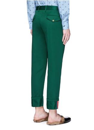 Back View - Click To Enlarge - GUCCI - Stripe cuff cotton twill pants