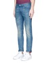 Front View - Click To Enlarge - GUCCI - Web stripe roll cuff stonewash jeans