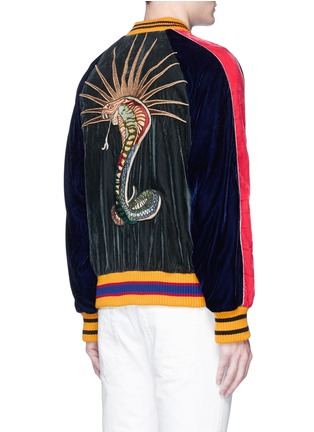 Back View - Click To Enlarge - GUCCI - Floral snake appliqué velvet souvenir jacket