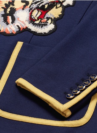 Detail View - Click To Enlarge - GUCCI - Tiger patch cotton piqué soft blazer
