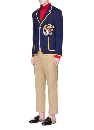 Figure View - Click To Enlarge - GUCCI - Tiger patch cotton piqué soft blazer
