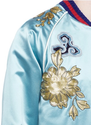 Detail View - Click To Enlarge - GUCCI - Bird appliqué silk duchesse satin souvenir jacket