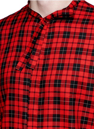 Detail View - Click To Enlarge - GUCCI - 'Cambridge' tartan plaid tie neck shirt