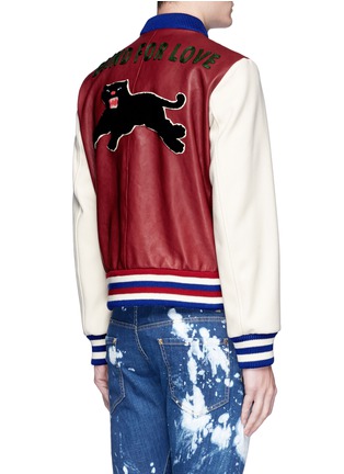 Back View - Click To Enlarge - GUCCI - Bee and panther appliqué leather bomber jacket