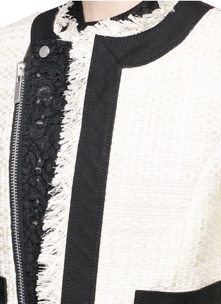 Detail View - Click To Enlarge - SACAI - Guipure lace frayed Summer tweed jacket