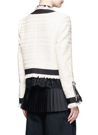 Back View - Click To Enlarge - SACAI - Guipure lace frayed Summer tweed jacket