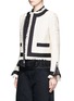 Front View - Click To Enlarge - SACAI - Guipure lace frayed Summer tweed jacket