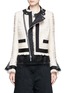 Main View - Click To Enlarge - SACAI - Guipure lace frayed Summer tweed jacket