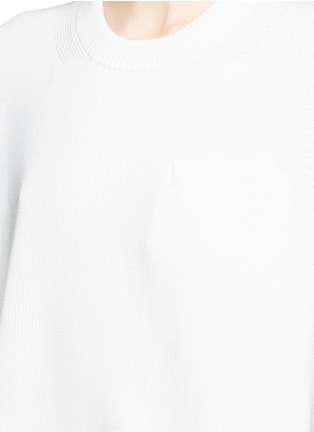 Detail View - Click To Enlarge - SACAI - Embroidered tribal lace organza back sweater