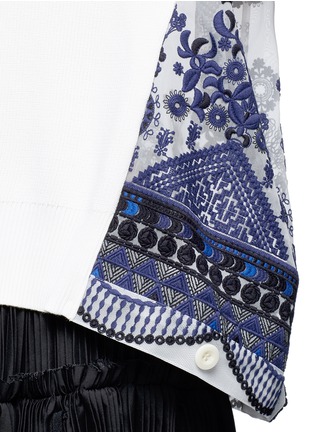 Detail View - Click To Enlarge - SACAI - Embroidered tribal lace organza back sweater