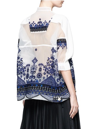 Back View - Click To Enlarge - SACAI - Embroidered tribal lace organza back sweater