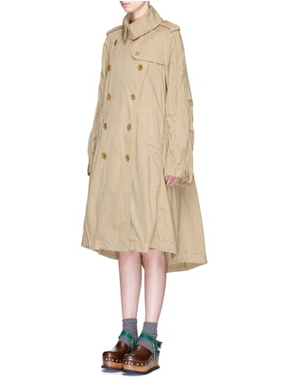 Front View - Click To Enlarge - SACAI - Overdyed cotton oversized trench coat parka
