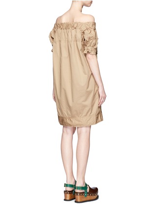 Back View - Click To Enlarge - SACAI - Patch pocket overdyed cotton off-shoulder dress