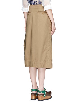 Back View - Click To Enlarge - SACAI - Pleated overdyed cotton wrap skirt