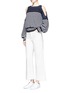 Figure View - Click To Enlarge - SACAI - Stripe cotton-cashmere cold shoulder sweater