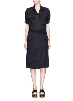 Main View - Click To Enlarge - SACAI - Belted wrap skirt overdyed cotton shirt dress