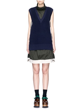 Main View - Click To Enlarge - SACAI - Sleeveless knit vest overdyed cotton dress