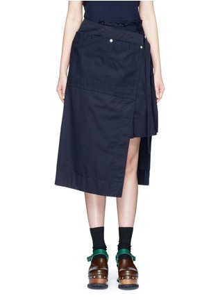 Main View - Click To Enlarge - SACAI - Pleated overdyed cotton wrap skirt