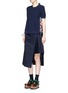 Figure View - Click To Enlarge - SACAI - Pleated overdyed cotton wrap skirt