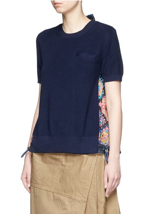 Front View - Click To Enlarge - SACAI - Floral eyelet lace back sweater