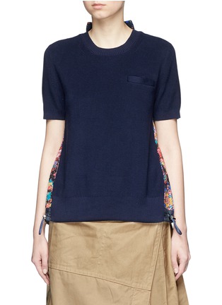 Main View - Click To Enlarge - SACAI - Floral eyelet lace back sweater