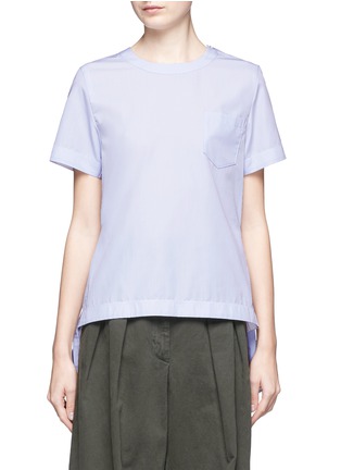 Main View - Click To Enlarge - SACAI - Belted pleat back collarless poplin shirt