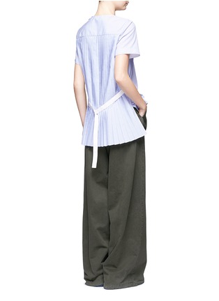 Figure View - Click To Enlarge - SACAI - Belted pleat back collarless poplin shirt