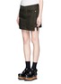 Front View - Click To Enlarge - SACAI - Canvas wrap front overdyed cotton shorts