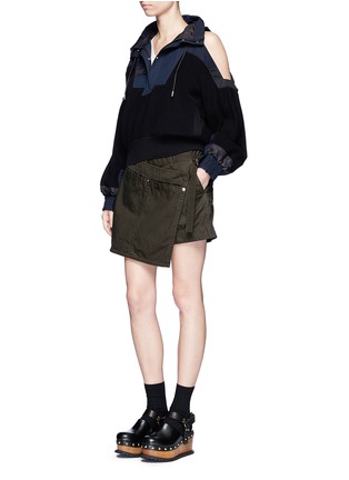 Figure View - Click To Enlarge - SACAI - Canvas wrap front overdyed cotton shorts