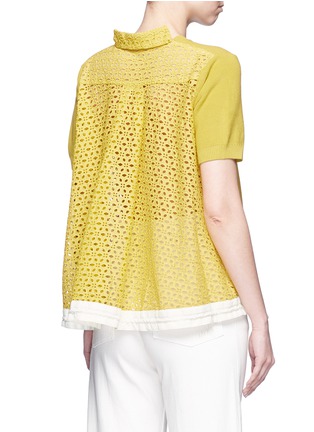Back View - Click To Enlarge - SACAI - Floral eyelet lace back knit top