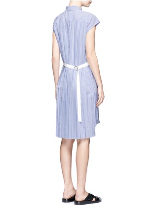 Back View - Click To Enlarge - SACAI - Belted pleat back poplin shirt dress