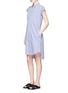 Front View - Click To Enlarge - SACAI - Belted pleat back poplin shirt dress