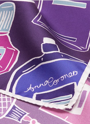 Detail View - Click To Enlarge - ANNA CORONEO - 'Perfume Bottles' silk twill scarf