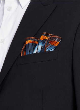 Detail View - Click To Enlarge - NOVEL - 'Oleria Onega Crispinella' butterfly wing silk pocket square