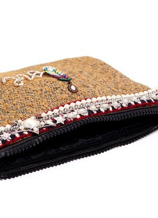 Detail View - Click To Enlarge - VENNA - 'Love' pearl star chain embellished bouclé clutch