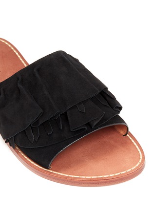 Detail View - Click To Enlarge - 10 CROSBY DEREK LAM - 'Ann' kiltie ruffle suede slide sandals