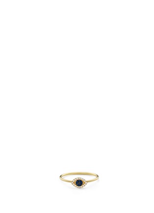Main View - Click To Enlarge - LOQUET LONDON - Diamond sapphire 18k yellow gold evil eye ring