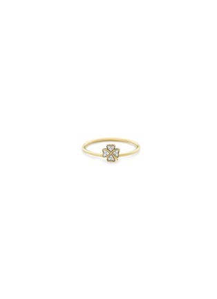Main View - Click To Enlarge - LOQUET LONDON - Diamond 18k yellow gold four leaf clover ring