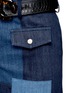 Detail View - Click To Enlarge - JINNNN - Snake effect belt cotton denim patchwork skirt