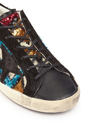 Detail View - Click To Enlarge - GOLDEN GOOSE - 'Superstar' suede trim paillette sneakers