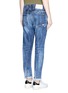 Back View - Click To Enlarge - 72877 - Distressed knit repair paint splatter boyfriend jeans