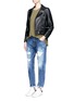 Figure View - Click To Enlarge - 72877 - Distressed knit repair paint splatter boyfriend jeans
