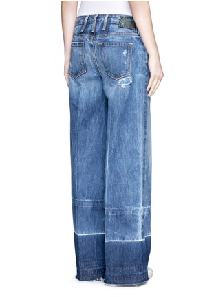 Back View - Click To Enlarge - 72877 - Letout cuff washed wide leg jeans