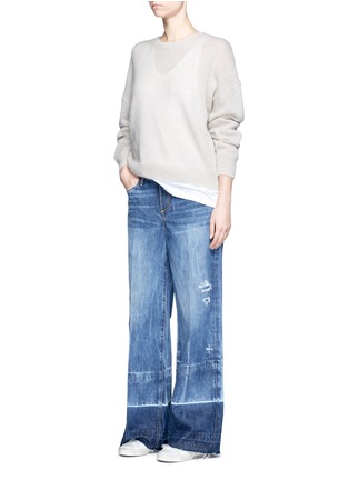 Figure View - Click To Enlarge - 72877 - Letout cuff washed wide leg jeans